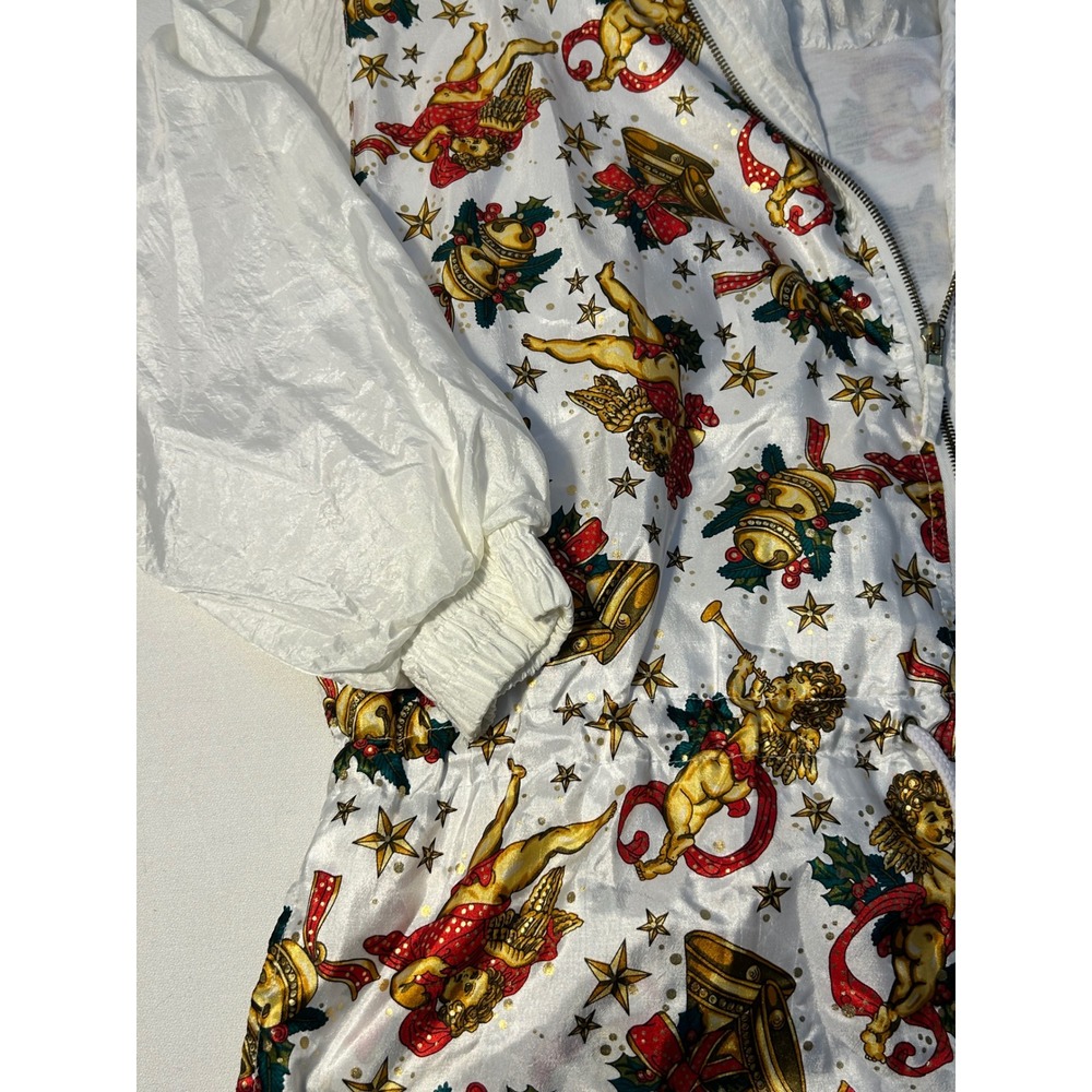 LAVON Vintage Cherub Christmas Tracksuit Jacket White Shiny‎ Polyester Size M - Picture 7 of 16